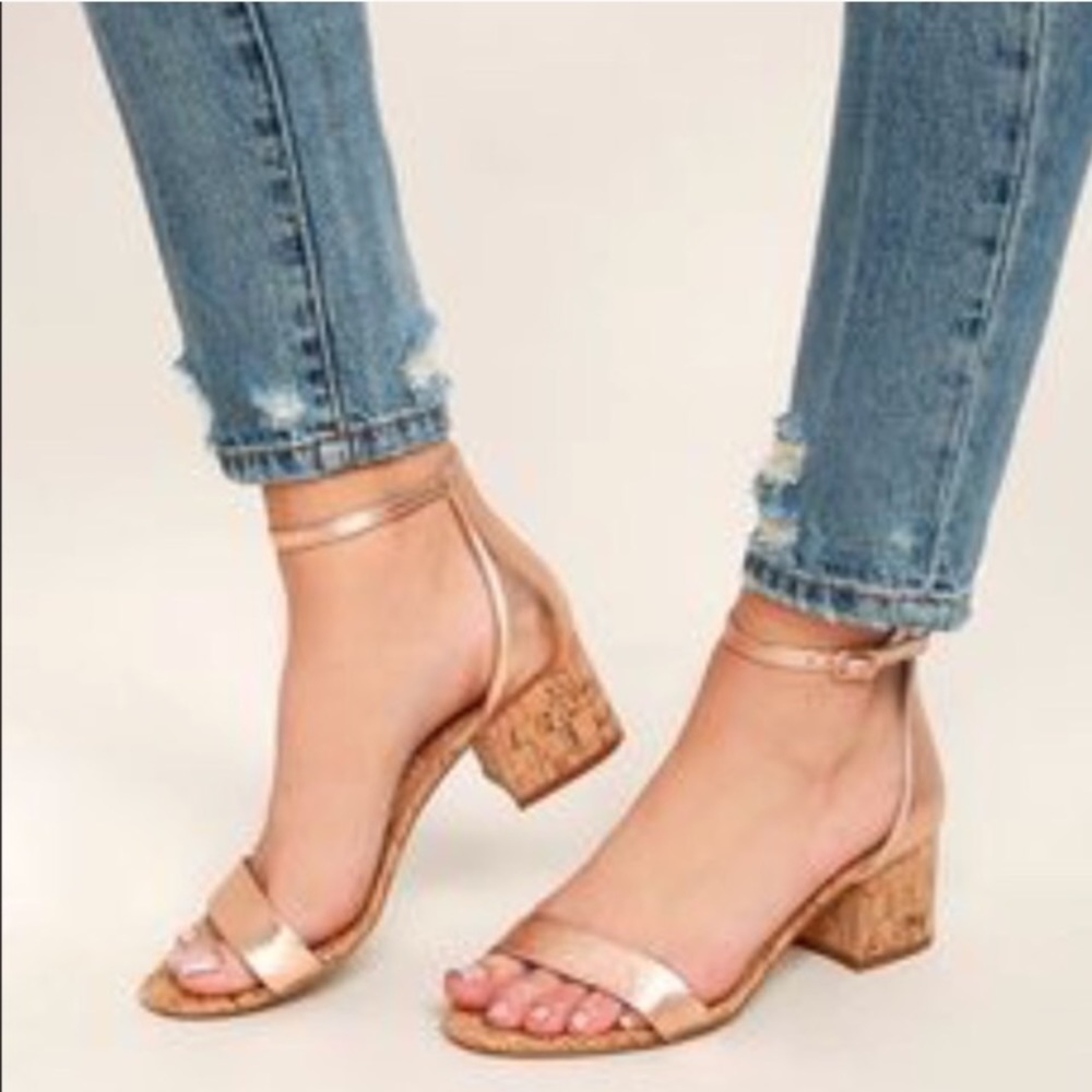 Steve Madden Irenee Rose Gold Cork Heels